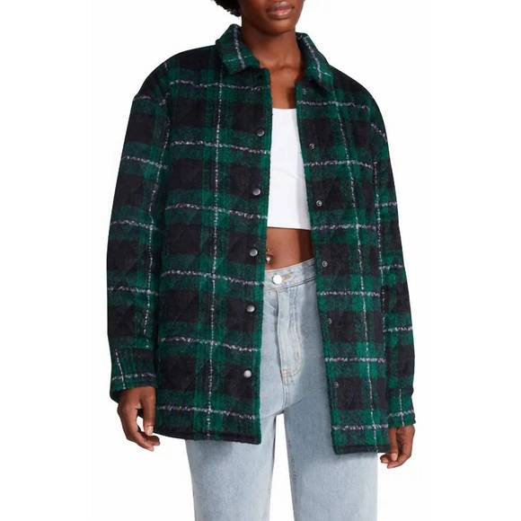 NEW STEVE MADDEN belle plaid shacket in green - Picture 1 of 2